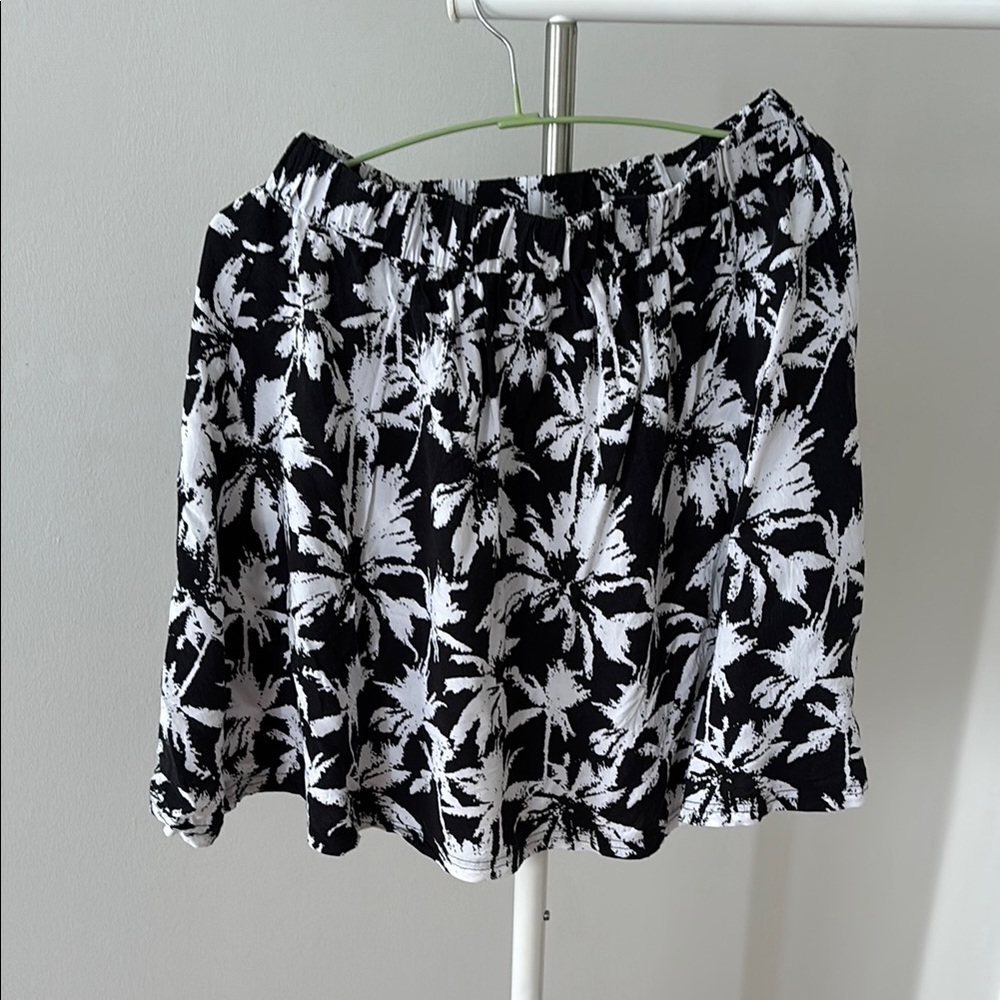 George Black and White Palm-Print Skirt